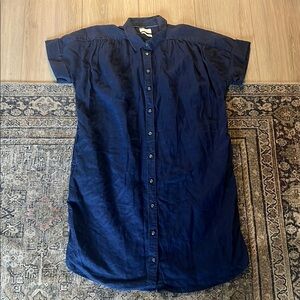 J. Crew Navy Button-Front Midi Shirt Dress